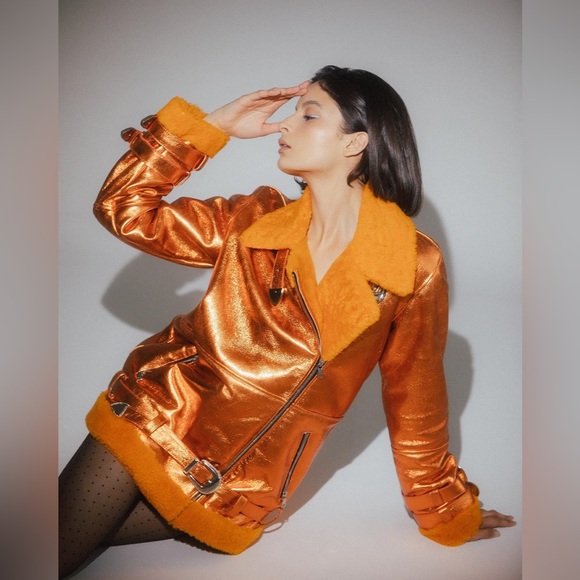 Free People DanCassab Wonder Metallic orange Jacket - Picture 2 of 12